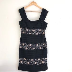 R & M Richards Fitted Little Black Ruffle Dress